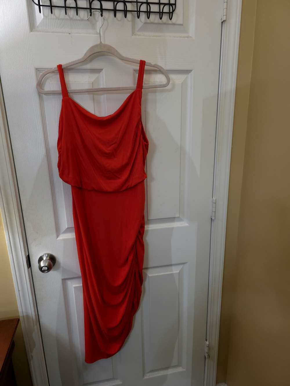 Sofia Jeans by Sofia Vergara Red Ruched Cowl Neck Midi Dress XL
